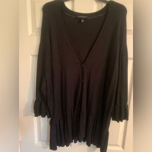 Bell sleeve ruffled, black cardigan, 26/28